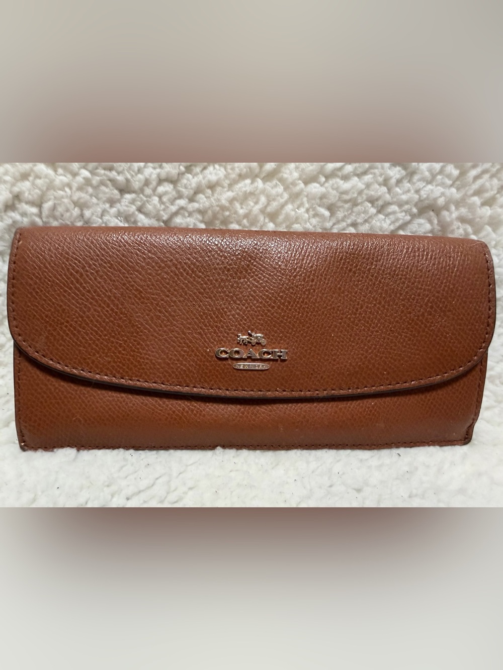 COACH Crossgrain Brown Leather Slim Envelope Wallet
